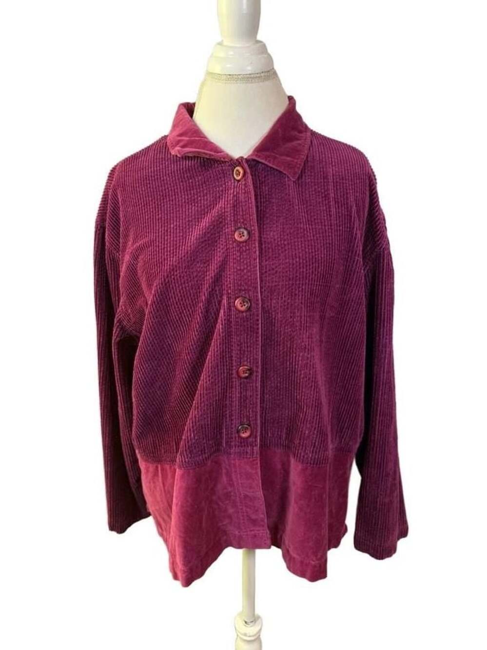 Buykud Womens Autumn Pure Color Corduroy Jacket Burgandy